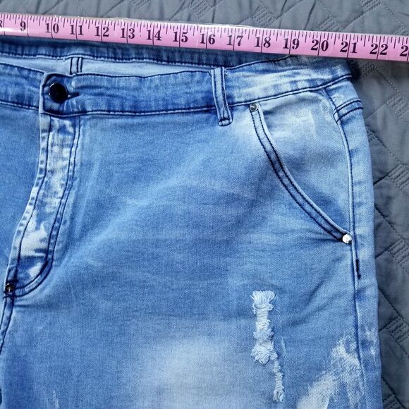 Hengao Jeans Mens 46X32 Blue Slim Straight Leg Medium Wash American Denim - Picture 4 of 11